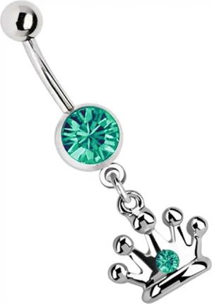 Adelia´s Bauchnabelpiercing "Piercing Piercing Bauchnabelpiercing", 316l Stahl Banane - Anhänger mit türkis Krone