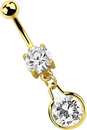 Adelia´s Bauchnabelpiercing "Piercing Piercing Bauchnabelpiercing", 316l Stahl goldene Banane - Anhänger mit rundem Kristall