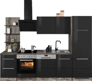 KOCHSTATION Küchenzeile "KS-Brindisi", Breite 280 cm, wahlweise mit E-Geräten, mit MDF-Fronten und Regal