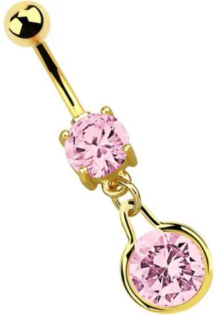 Adelia´s Bauchnabelpiercing "Piercing Piercing Bauchnabelpiercing", 316l Stahl goldene Banane - Anhänger mit rundem Kristall