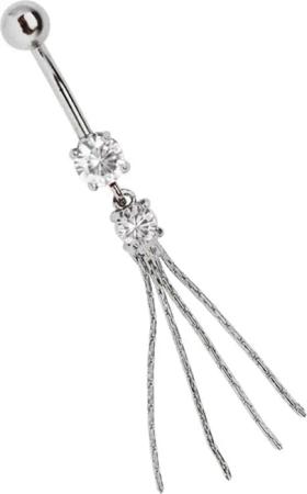 Adelia´s Bauchnabelpiercing "Piercing  Piercing Bauchnabelpiercing", Titan Banane Doppelsteinhänger mit 4 Gliederketten