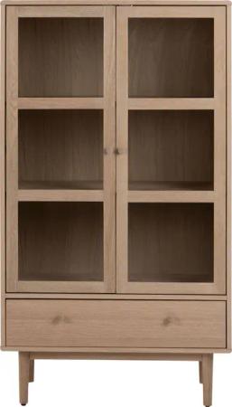 ACTONA GROUP Vitrine "Aston", Schrank, 2 Glastüren, 2 Einlegeböden, 1 Schublade, Eiche Furnier