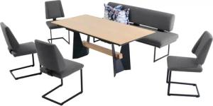K+W Komfort & Wohnen Essgruppe "Longbeach", (6 tlg.), Essgruppe in Spitzkissenoptik mit 4 Freischwingern, Gestell in Metall