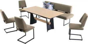 K+W Komfort & Wohnen Essgruppe "Longbeach", (6 tlg.), Essgruppe in Spitzkissenoptik mit 4 Freischwingern, Gestell in Metall