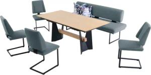 K+W Komfort & Wohnen Essgruppe "Longbeach", (6 tlg.), Essgruppe in Spitzkissenoptik mit 4 Freischwingern, Gestell in Metall