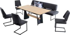 K+W Komfort & Wohnen Essgruppe "Longbeach", (6 tlg.), Essgruppe in Spitzkissenoptik mit 4 Freischwingern, Gestell in Metall