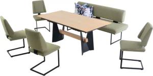 K+W Komfort & Wohnen Essgruppe "Longbeach", (6 tlg.), Essgruppe in Spitzkissenoptik mit 4 Freischwingern, Gestell in Metall