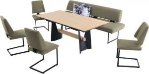 K+W Komfort & Wohnen Essgruppe "Longbeach", (6 tlg.), Essgruppe in Spitzkissenoptik mit 4 Freischwingern, Gestell in Metall
