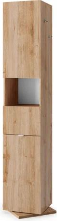 welltime Hochschrank "Hamburg Höhe 185 cm, Breite 35/37 cm, Badschrank drehbar, 2 Türen,", 1 Schubkasten, 1 offenes Fach, mit Spiegel, Metallhaken, Metallgriff