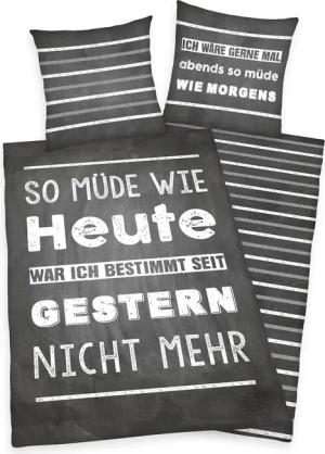 Herding Young Collection Jugendbettwäsche "Müde", mit Spruch