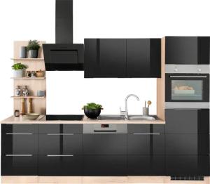 KOCHSTATION Küchenzeile "KS-Brindisi Breite 280 cm", wahlweise mit E-Geräten und Induktion, mit MDF-Fronten und Regal