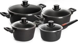 WOLL MADE IN GERMANY Topf-Set "Nowo Titanium", Aluminiumguss, (Set, 8 tlg., je 1 Kochtopf 20/24/28 cm, 1 Stielkasserolle 18 cm), Made in Germany