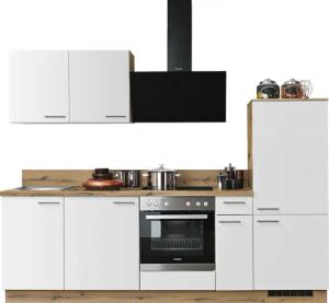 KOCHSTATION Küchenzeile "KS-Scafa, vormontiert, mit höhenverstellbaren Füßen", vormontiert, wahlweise mit E-Geräten, mit Soft-Close, Breite 260 cm