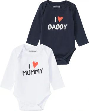 KIDSWORLD Langarmbody "2er Pack Baby-Body Sprüche, Mummy&Daddy", aus Bio-Baumwolle
