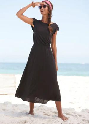 Beachtime Midikleid, aus Viskosejersey, kurzärmliges Sommerkleid, Strandkleid, Basic