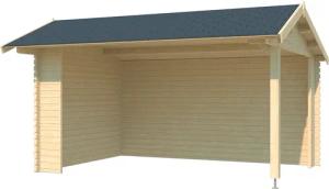 LASITA MAJA Gartenhaus "Unterstand/Lounge San Diego", Unterstand / Lounge 34mm, Fundamentmass 4250x3000, Naturbelassen