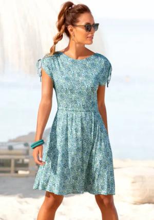 Vivance Jerseykleid, mit Blümchendruck, lockeres Sommerkleid, Strandkleid