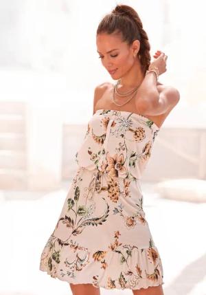 Buffalo Bandeaukleid, mit Zierknopfleiste, Minikleid, Sommerkleid, schulterfrei