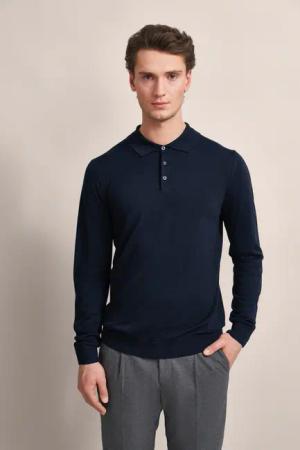 bugatti Langarm-Poloshirt, in moderner Optik