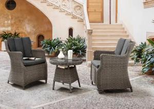 Destiny Balkonset "LUNA MALAGA", (7 tlg., 2x Sessel, 1x Beistelltisch, inkl. Auflagen), Aluminium, Polyrattan