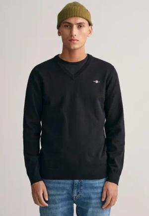 Gant V-Ausschnitt-Pullover "Classic Cotton V-Neck", Premium Strickjersey aus weicher 100% Baumwolle, Übergangspullover
