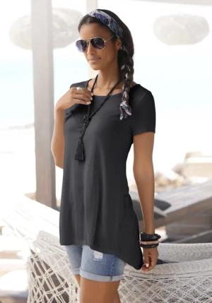 LASCANA T-Shirt, mit verlängertem Rückenteil, Kurzarmshirt, Longshirt, Basic
