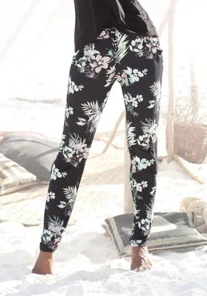 LASCANA Strandhose, mit tropischem Druck und Taschen, Jerseyhose, Sommerhose