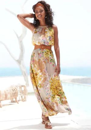 LASCANA Maxikleid, aus gewebter Viskose im Alloverdruck, Sommerkleid, Strandkleid