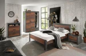 Home affaire Schlafzimmer-Set "BROOKLYN", (Set, 4 tlg., mit Holzkopfteil, Nachtkommode, Kleiderschrank 3 trg., Kommode), in dekorativer Rahmenoptik