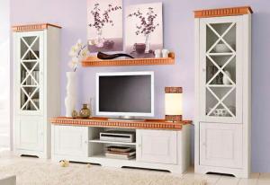 Home affaire Wohnwand "Lisa", (Set, 3 St.), bestehend aus zwei Vitrinen und einem Lowboard, massives Kiefernholz
