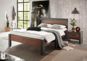 Home affaire Bettanlage "BROOKLYN", (Set, 2 tlg., Einzelbett mit Holzkopfteil, Nachtkommode)