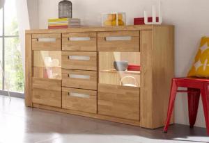 Home affaire Sideboard "Kolding", Breite 140 cm mit 2 Glastüren