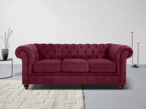 Home affaire Chesterfield-Sofa "Chesterfield 3-Sitzer B/T/H: 198/89/74 cm", mit hochwertiger Knopfheftung, auch in Leder