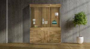 Home affaire Vitrine "Laima", Breite 140 cm, teilmassiv, mit Glastüren