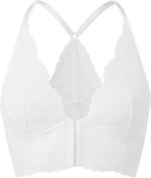 Gossard Longline-BH Lace Longline V-Bügel BH mit Frontverschluss White (Longline BH, 1-tlg., Spitze/Netz)