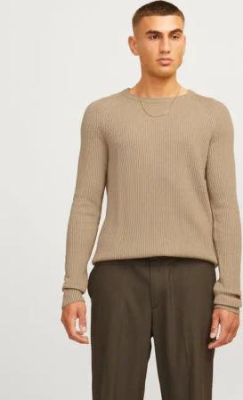 Jack & Jones Rundhalspullover "JJPANNEL KNIT CREW NECK AW24"