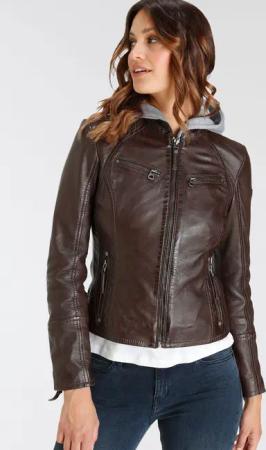 Gipsy Lederjacke "NOLA", mit Kapuze, Two-in-One Style - mit abnehmbarer Jersey-Kapuze