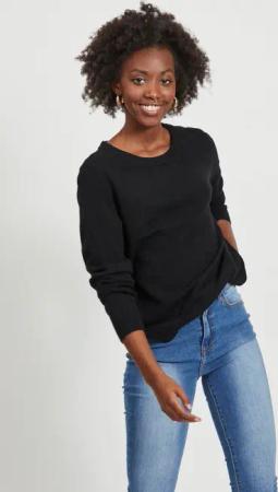 Vila Rundhalspullover "VIRIL-O-PULLI", Feinstrick mit feinen Strickdetails