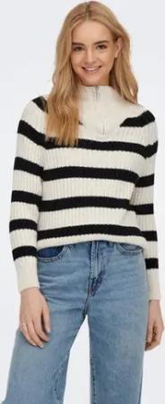 ONLY Stehkragenpullover "ONLLEISE FREYA LS ZIP HIGH NECK KNT NOOS", mit Streifenmuster