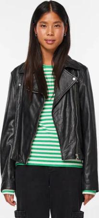pieces Lederjacke "PCSUSSE LEATHER JACKET NOOS", aus weichem Lammleder
