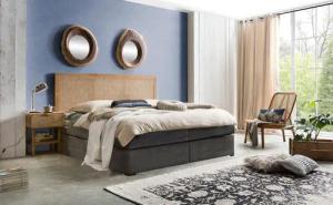 SIT Boxspringbett, Mit Rattan-Kopfteil