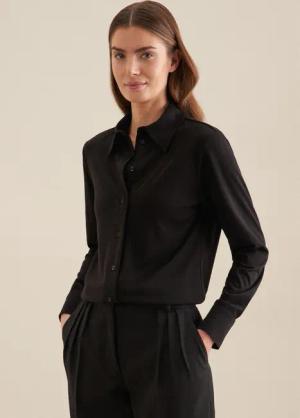 seidensticker Hemdbluse "Schwarze Rose", Langarm Kragen Uni