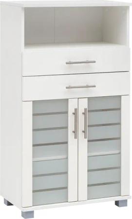 Schildmeyer Midischrank "Nikosia", Breite 60 cm, mit Glastüren, 2 Schubladen, MDF-Fronten, Metallgriffe