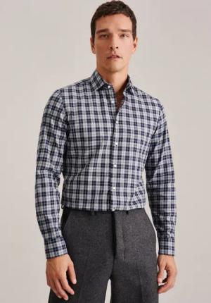 seidensticker Flanellhemd "Slim", Slim Langarm Kentkragen Karo