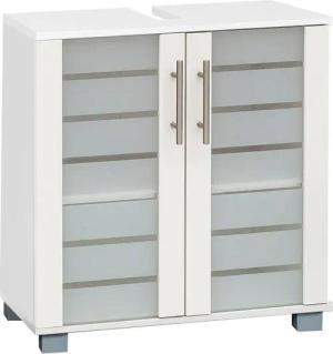 Schildmeyer Waschbeckenunterschrank "Nikosia", Höhe 64 cm, mit Glastüren, hochwertige MDF-Fronten, Metallgriffe