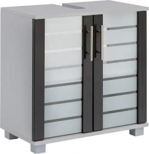 Schildmeyer Waschbeckenunterschrank "Nikosia", Höhe 64 cm, mit Glastüren, hochwertige MDF-Fronten, Metallgriffe