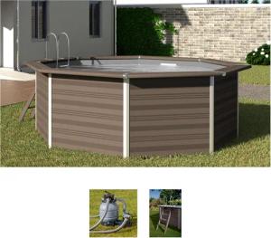 Gre Achtformpool "Avantgarde", (Set), 6-tlg., Composite Pool, ØxH: 410x124 cm