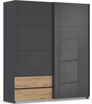 rauch Schwebetürenschrank "Kleiderschrank Schrank Garderobe ELARA Glastür/Grauspiegel", praktische Schubladen optional farblich abgesetzt MADE IN GERMANY