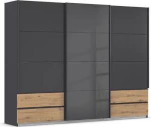 rauch Schwebetürenschrank "Kleiderschrank Schrank Garderobe ELARA Glastür/Grauspiegel", praktische Schubladen optional farblich abgesetzt MADE IN GERMANY