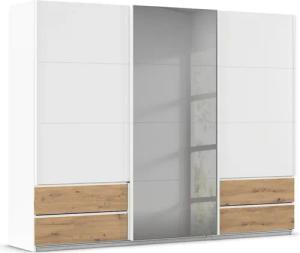 rauch Schwebetürenschrank "Kleiderschrank Schrank Garderobe ELARA Glastür/Grauspiegel", praktische Schubladen optional farblich abgesetzt MADE IN GERMANY